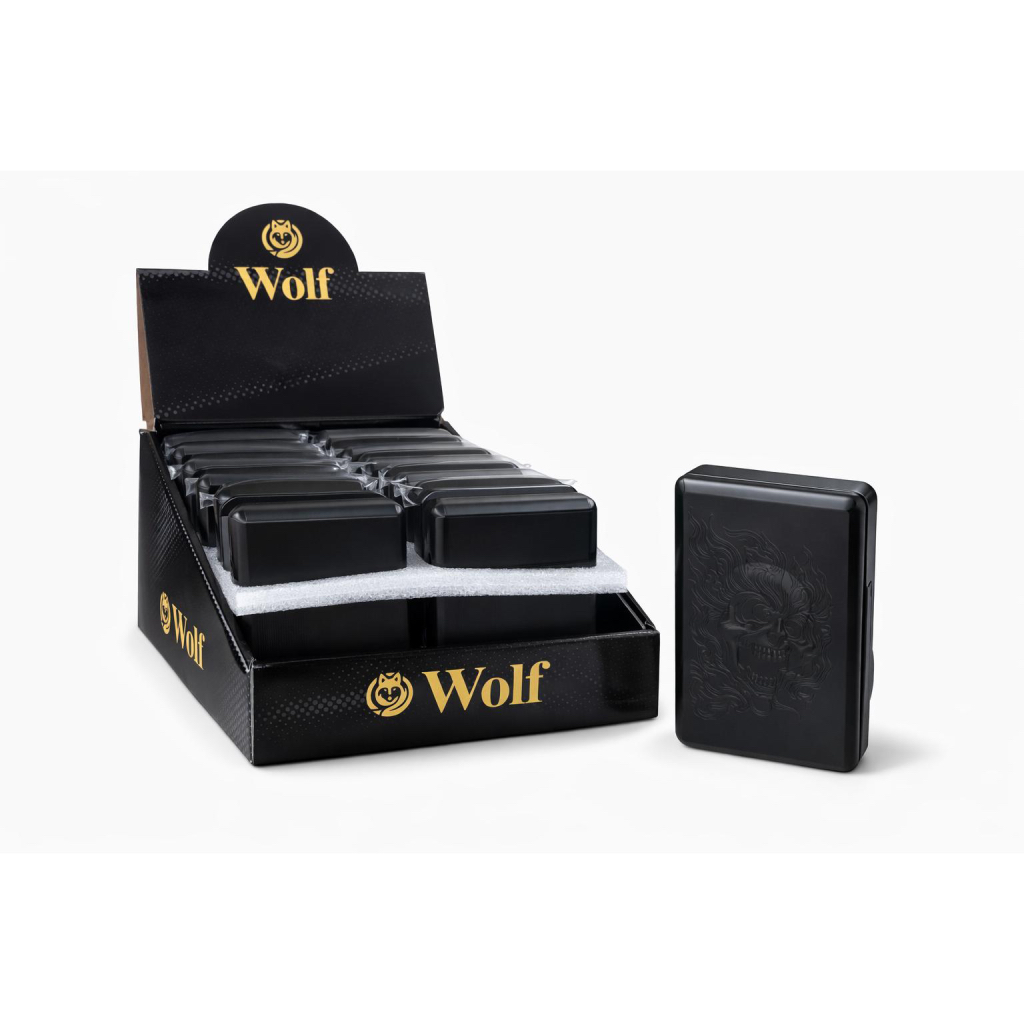 Wolf Siyah Büyük Boy Metal Tütün Tabakası – Alman Marka Şık Tasarım - Görsel 3