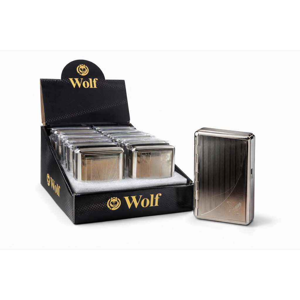 Wolf İnce Tırnaklı Metal Tütün Tabakası – Büyük Boy Şık Tasarım - Görsel 4