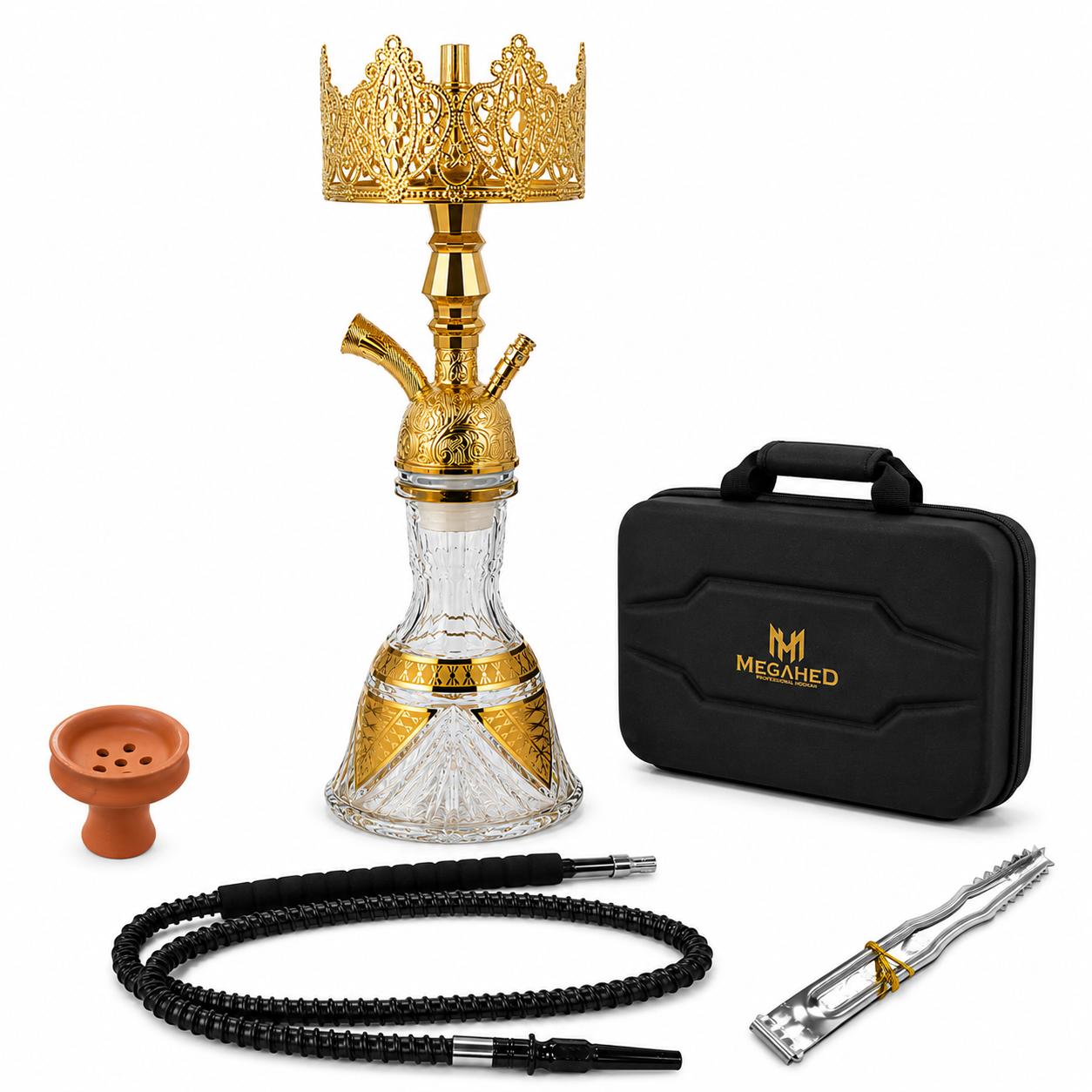 Megahed 42 Cm Bakır Kaplama Çantalı Nargile Takımı | Lüle, Marpuç ve Maşa Dahil Premium Tam Set - Görsel 4