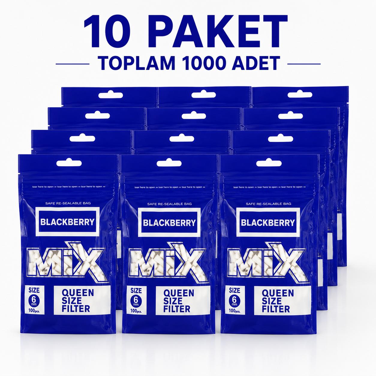 MIX Blackberry Queen Size Filtre 6 mm 10 Paket (1000 Adet) Kilitli Ambalaj Tütün Filtresi - Görsel 3