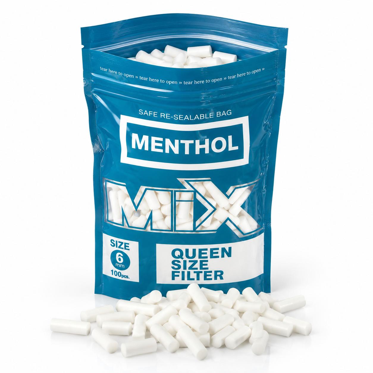 MIX Menthol Queen Size Filtre 6 mm 10 Paket (1000 Adet) Kilitli Ambalaj Tütün Filtresi - Görsel 3