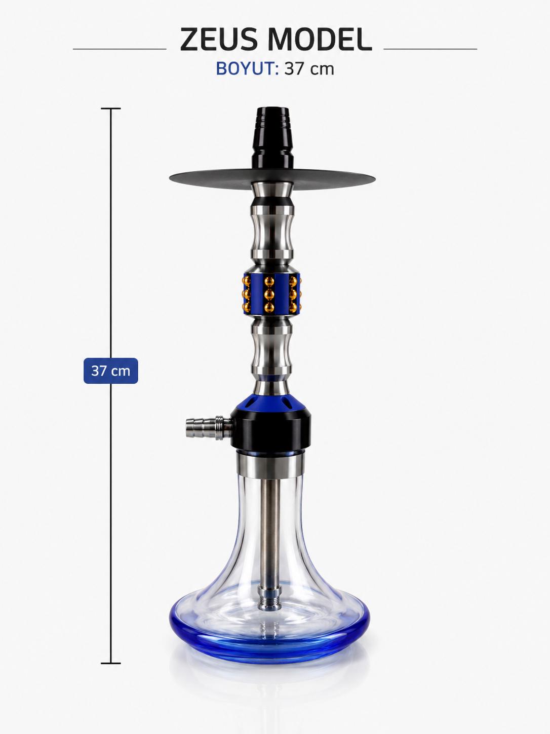 HAN Zeus 37 cm Nargile Takımı – Alüminyum Gövde, Cam Şişe, Modern Tasarım - Görsel 2